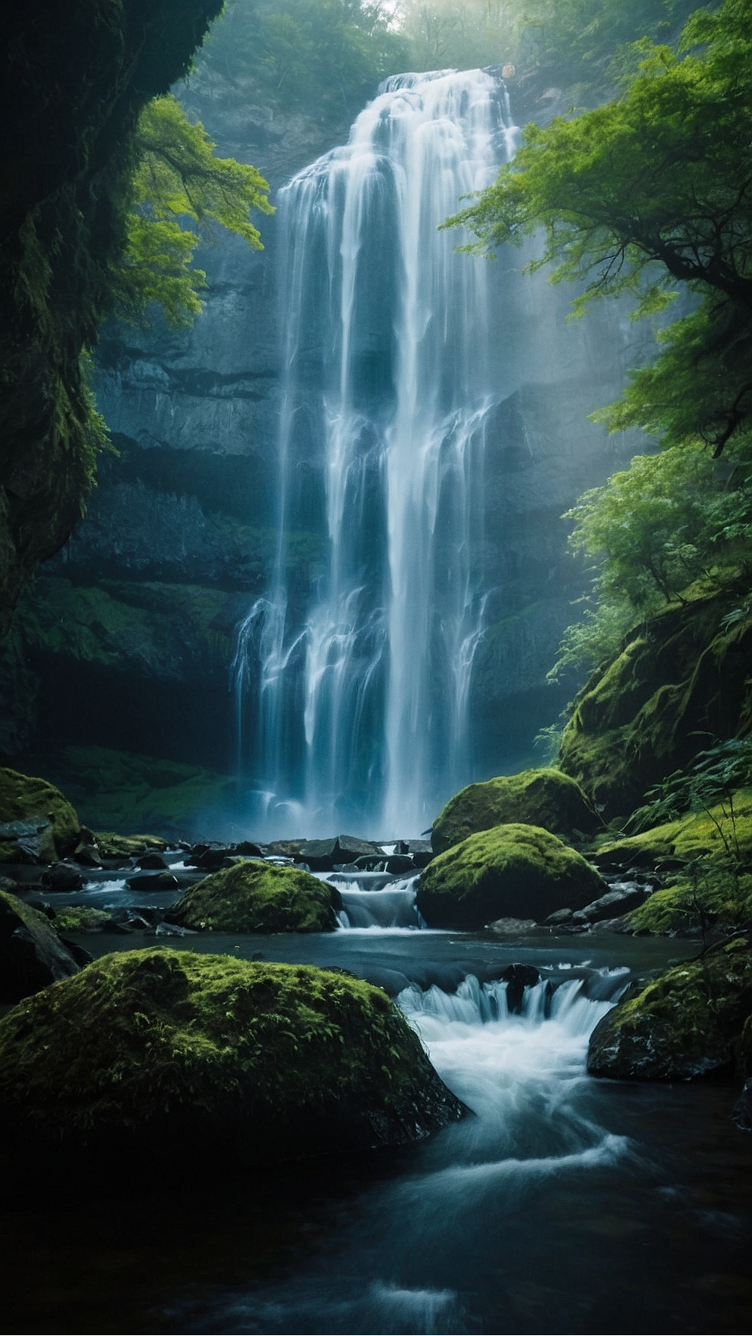 Serene Streams: Waterfall Wallpaper Collection