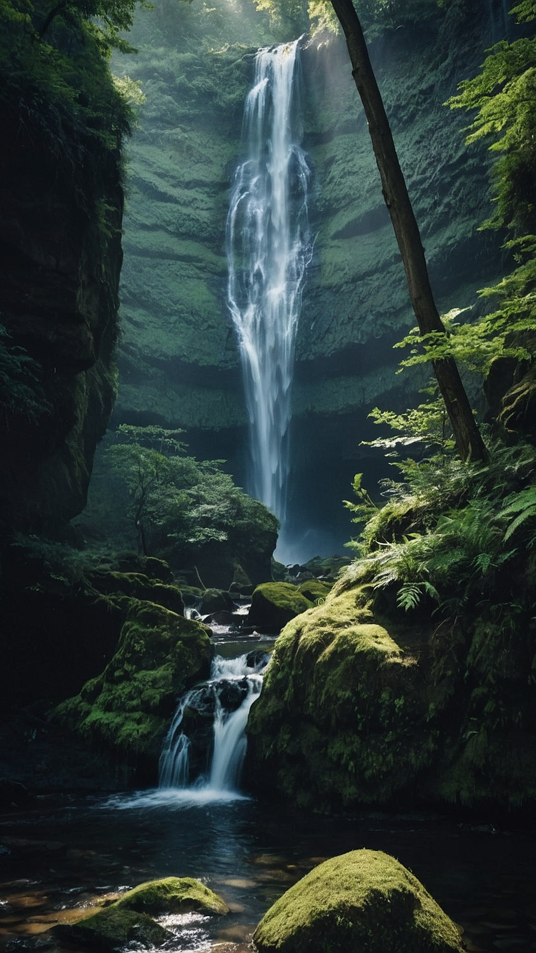 Tranquil Falls: Peaceful Waterfall Wallpaper Selection